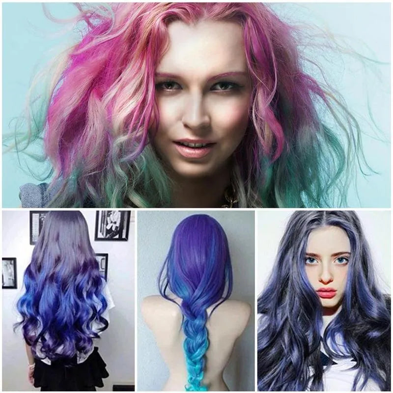 Temporary mini disposable crayons hair colour dyeing mascara chalk box with brush, 11 bright colours