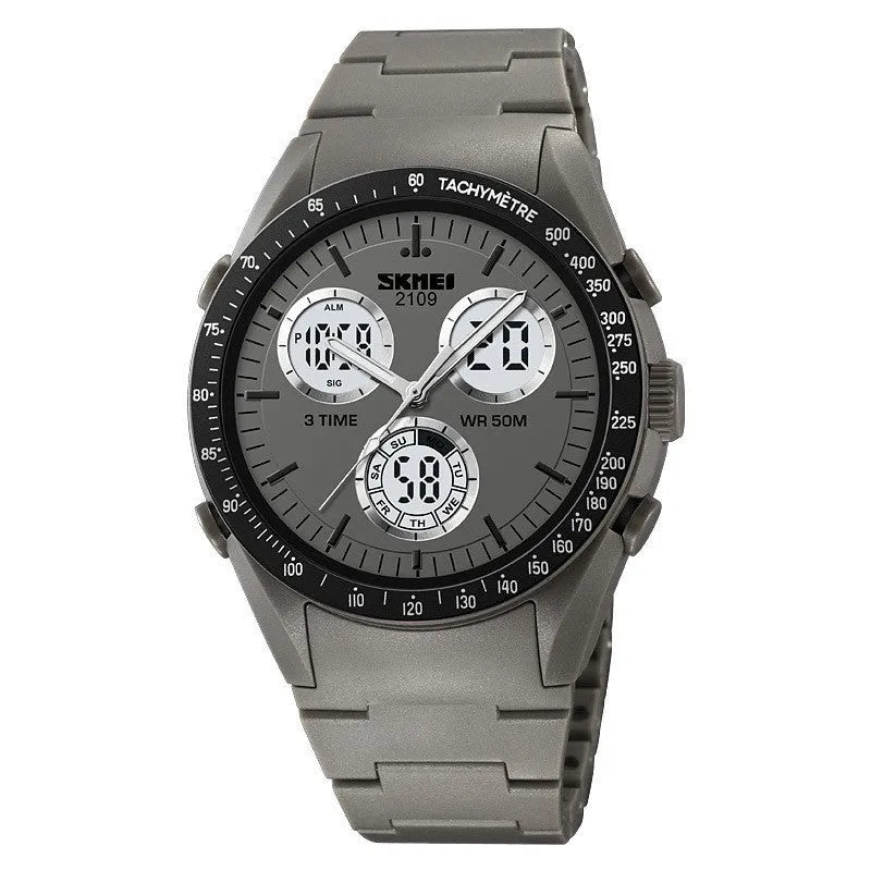 Electronic casual watch with a resin mirror and TPU strap, shown in Army Green camouflage colour.
