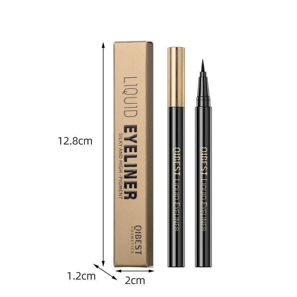 Black waterproof liquid eyeliner pen with quick-drying non-smudge formula