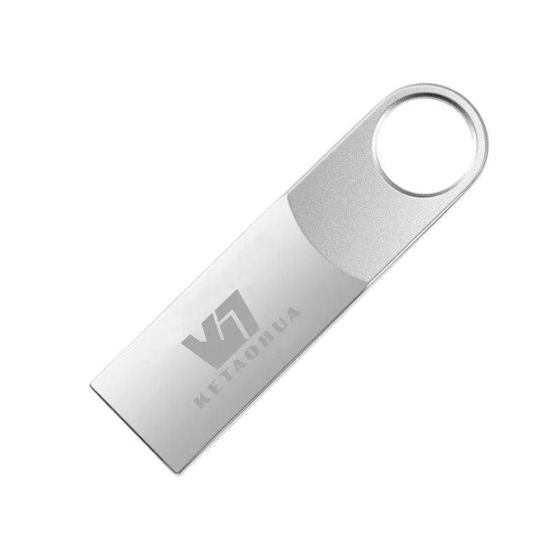 Silver metal car-shaped USB flash drive on a white background showing compact size.