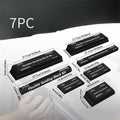 Set of seven black EVA frosted blocks for metal polishing and surface texturing.