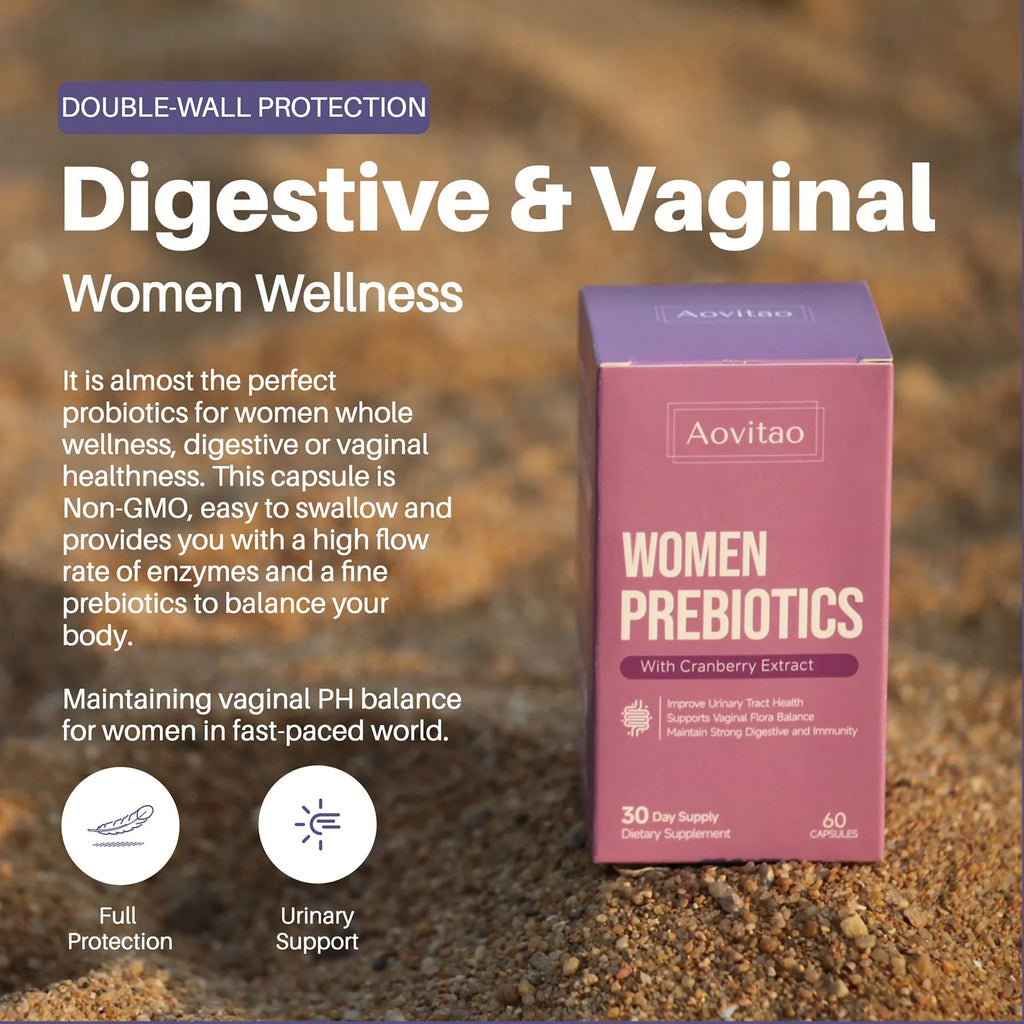 AOVITAO Women's Probiotic 60 Billion CFU capsules for vaginal pH balance and digestive health
