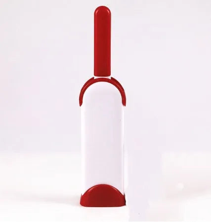Reusable pet hair removal brush with double-sided roller and self-cleaning base