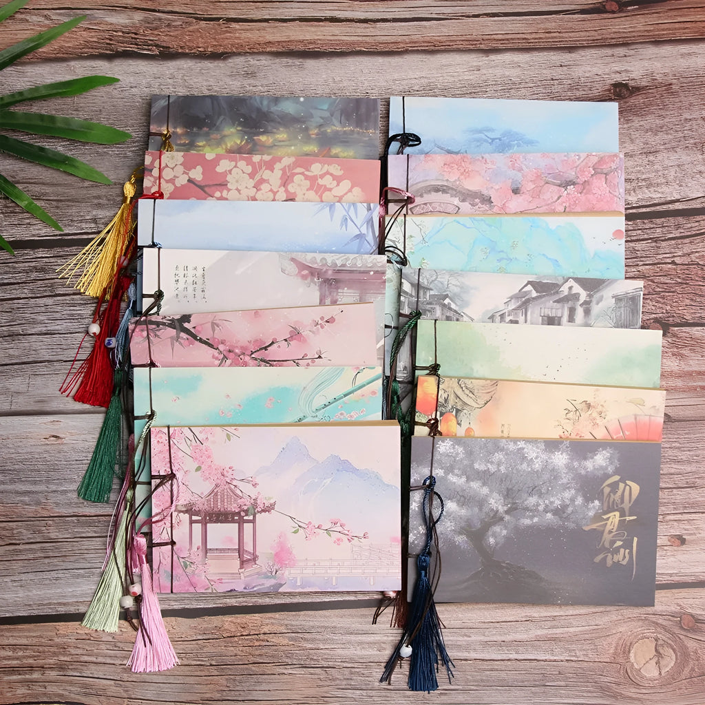 Blank kraft paper notebook with tassel, hand-stitched binding, 12x14.5cm, natural colour option