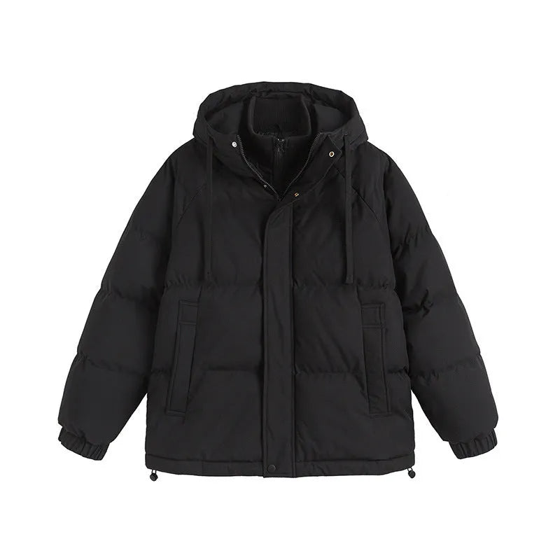 Winter loose cotton padded jacket in cardigan style with side pockets