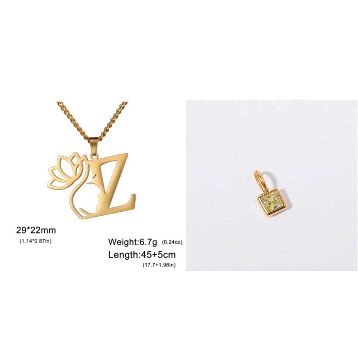 Gold and silver stainless steel fashion necklaces with a cross chain design and matching pendants.