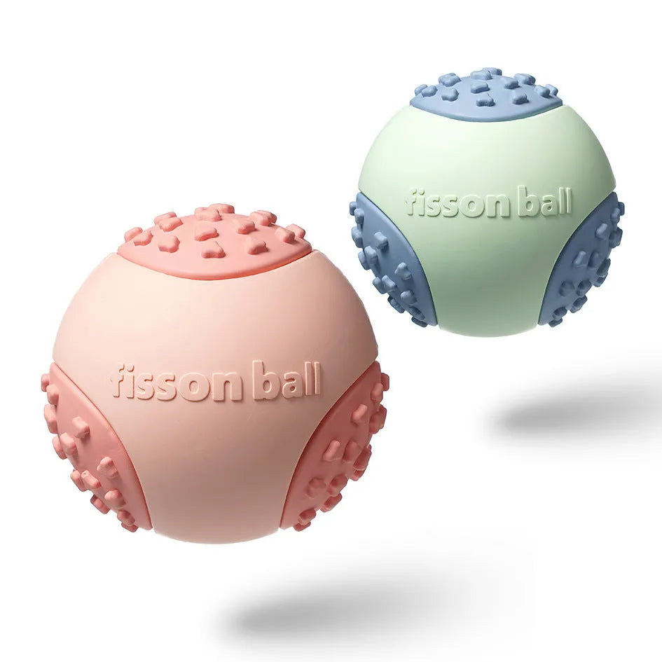 Green rolling ball dog toy with motion mechanism for interactive pet play