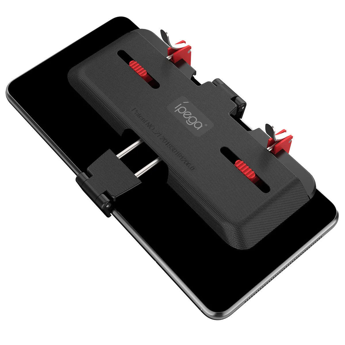Black PG-9137 mobile phone gaming trigger handle showing the rear-mounted trigger and telescopic phone clip.