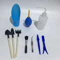 14-piece succulent gardening tool set showing watering can, mini tools, tweezers, and air blower for small plant care