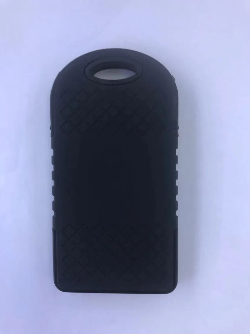 Solar power bank dual battery charger 8000mAh IPX4 waterproof with solar panel carabiner clip super bright LED light black