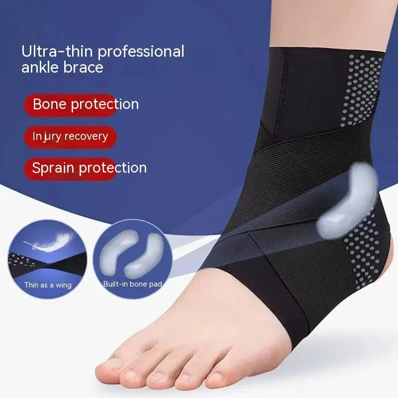 Black Lycra ankle support brace for sports protection and rehabilitation