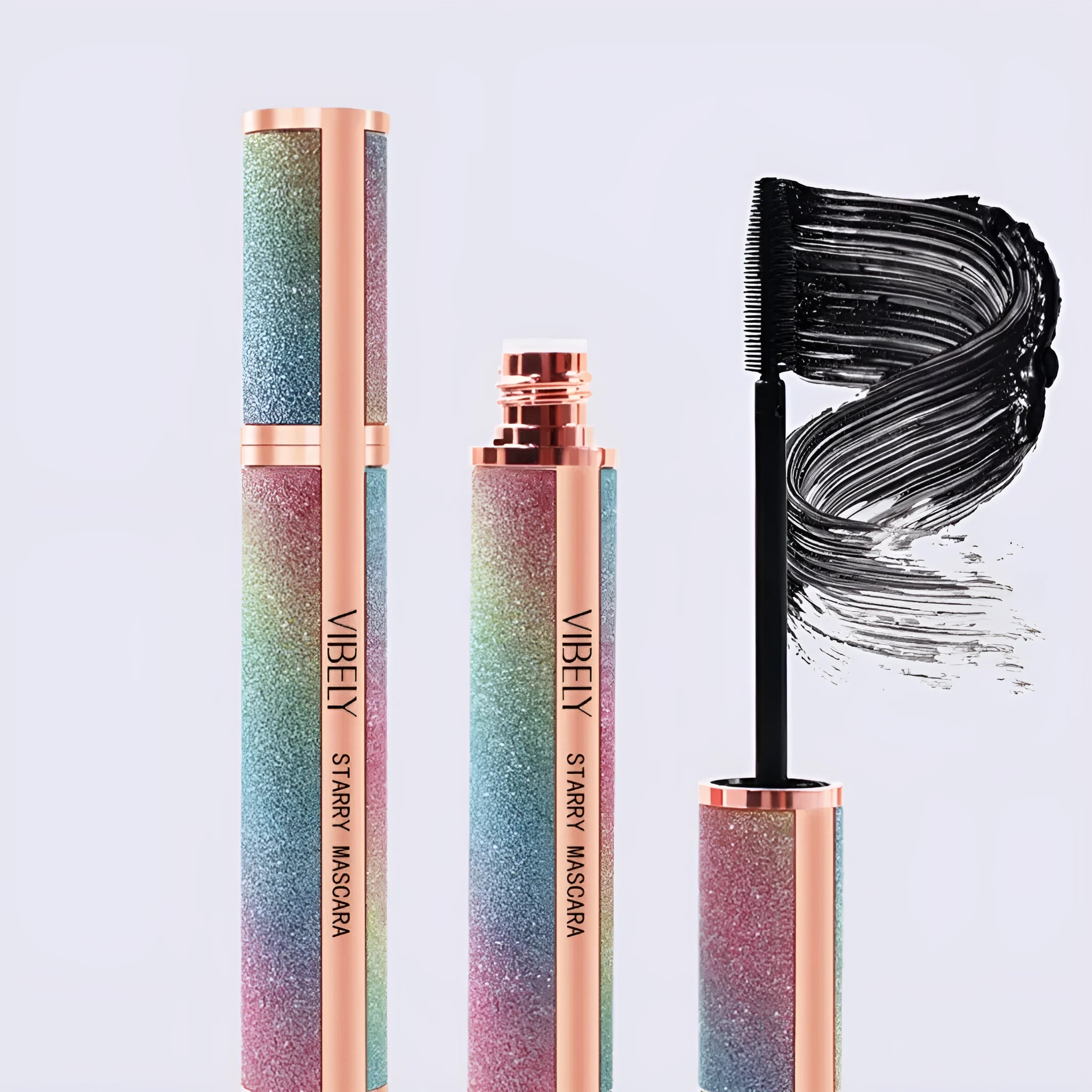 Black waterproof mascara with 4D curling effects for long thick lashes