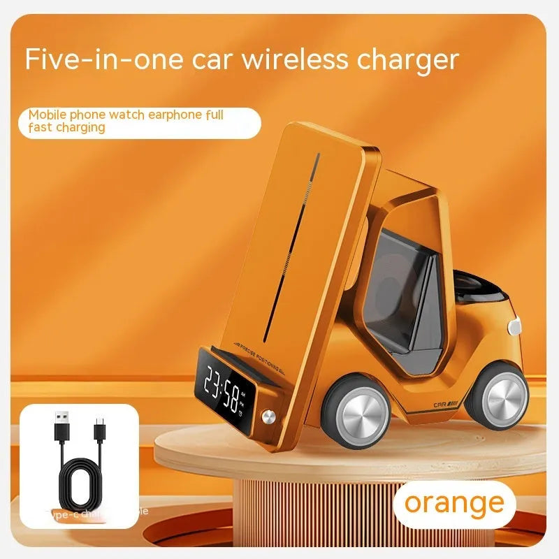 Three-in-one 15W wireless charging bracket in grey, white, yellow or orange colours