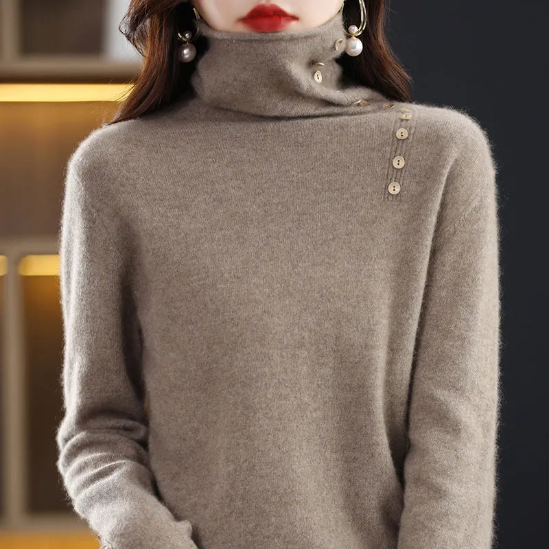 Women's slim fit knitted bottoming shirt in core-spun yarn with short 40cm length and regular sleeves