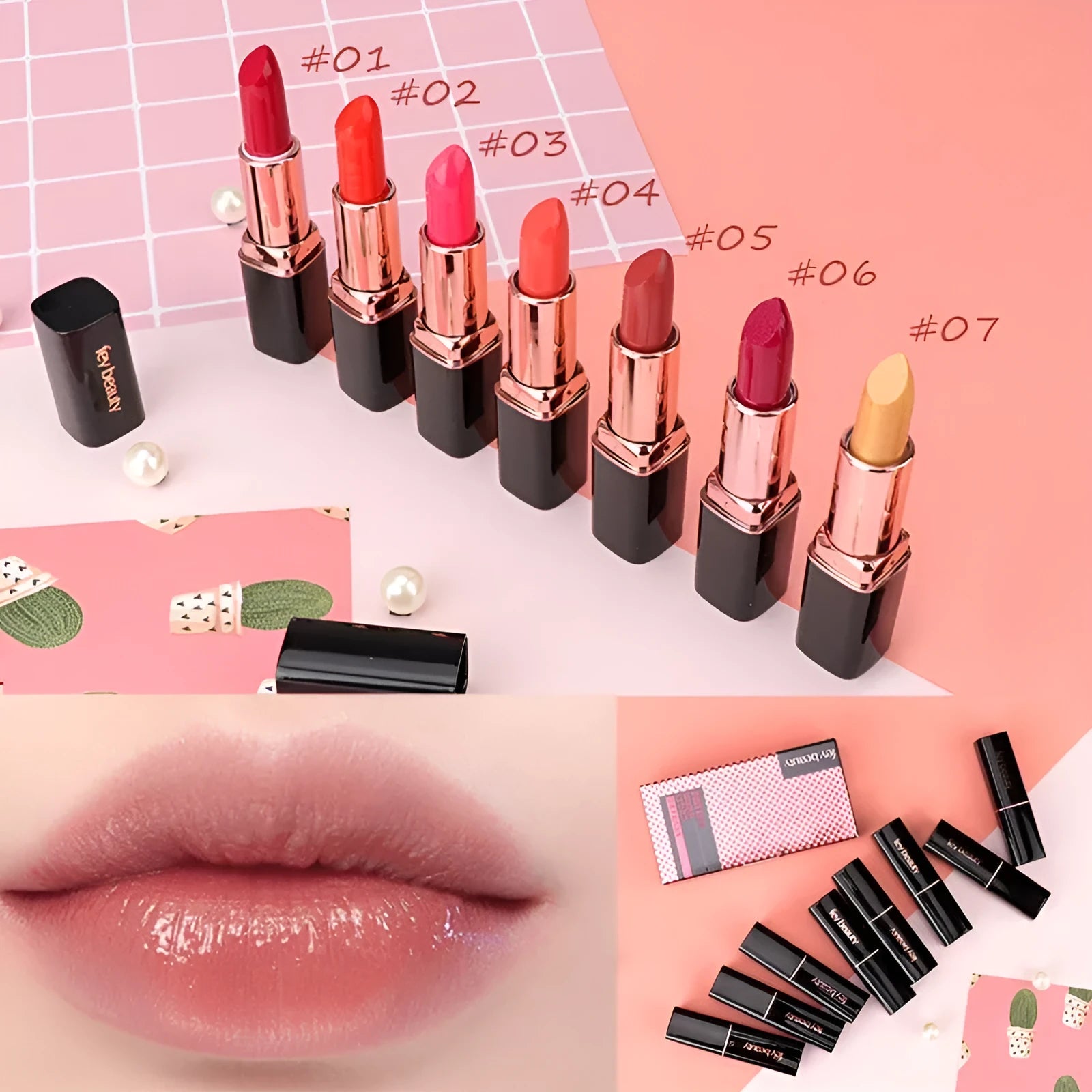Fey Beauty Cameo Brown Nude non-stain moisturising lipstick in simple case, 3.8g