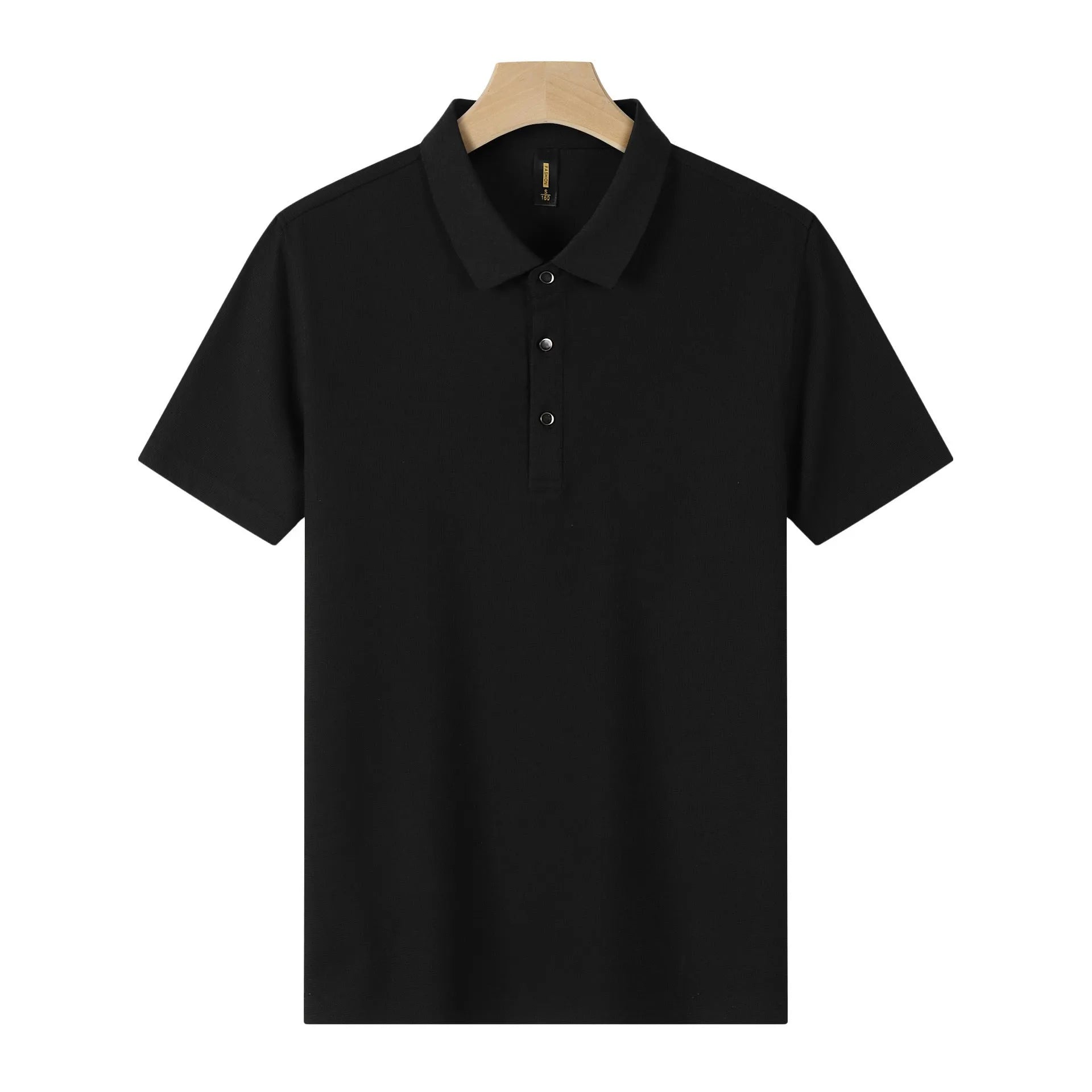 Cotton short-sleeved business polo shirt in solid colour, regular fit, available in black white dark gray navy blue red light blue sizes M to 4XL