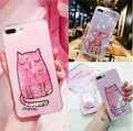 Set of four glittery cat-themed phone cases for iPhone models 6 to X