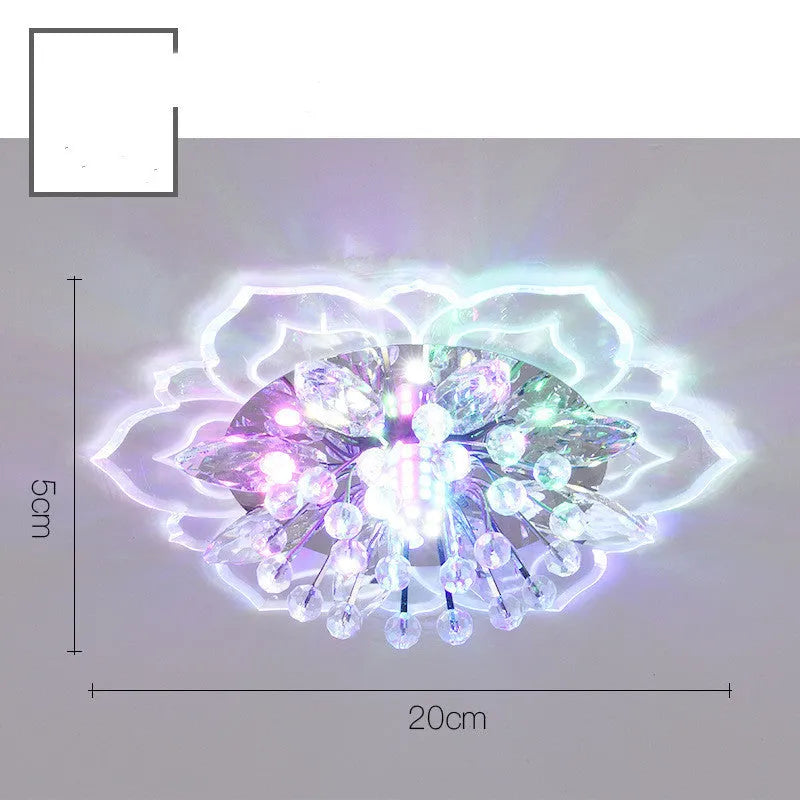 Small modern crystal ceiling lamp with flower-shaped shade and LED lighting