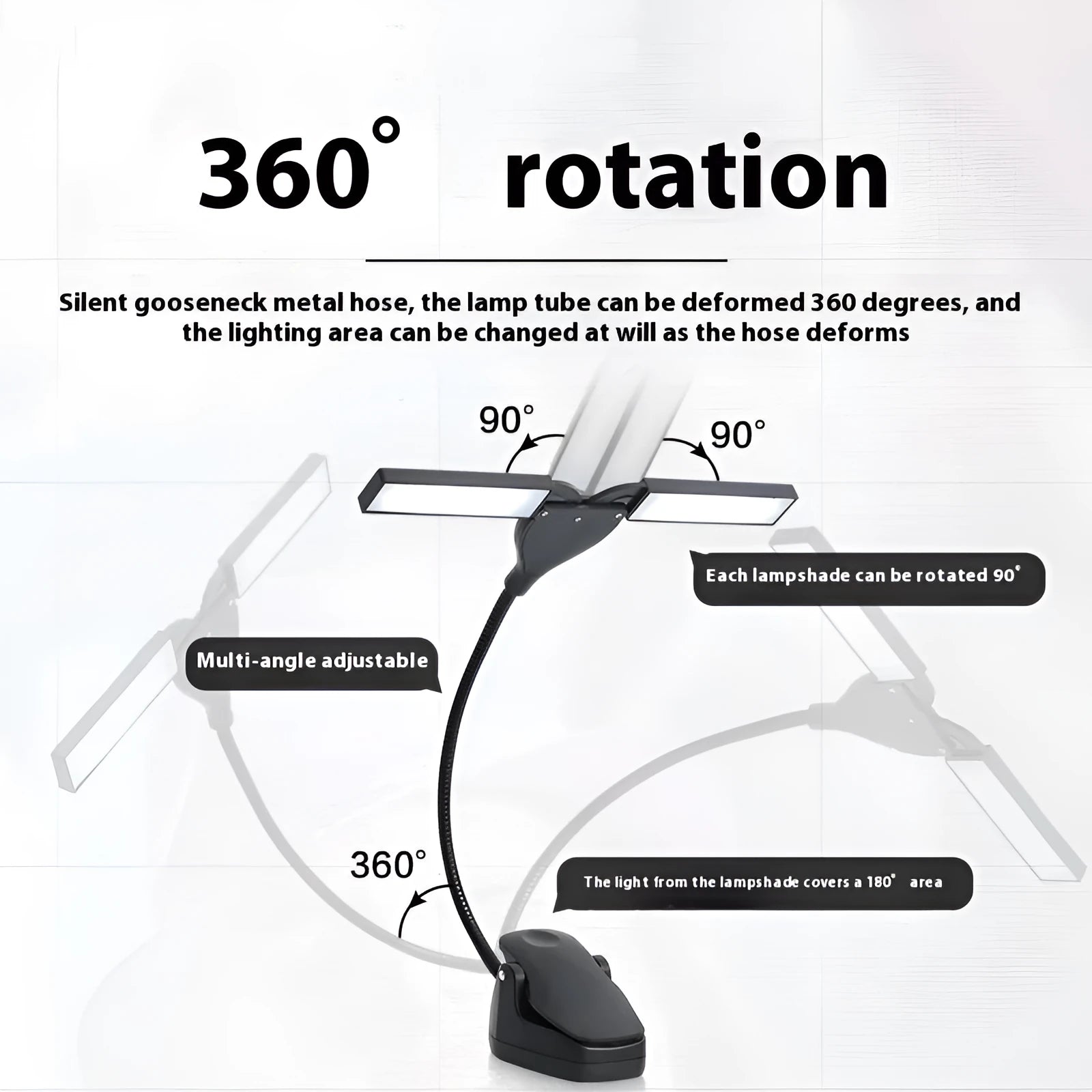 Rechargeable music stand light with 28 LED lights clipped to metal music stand