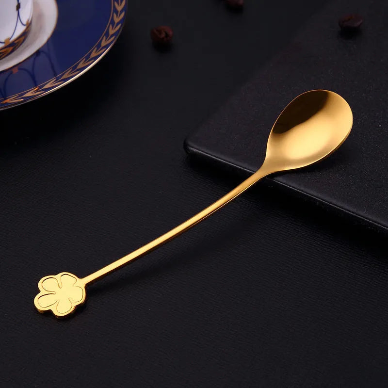 304 stainless steel gold plated dessert spoon with mirror polish in multiple colours