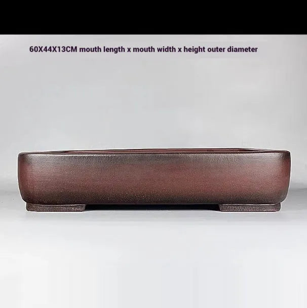 Handmade rectangular purple clay flower pot with 60x44cm dimensions for plant display