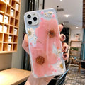 Floral TPU iPhone case back cover showing large pink flower design on smartphone