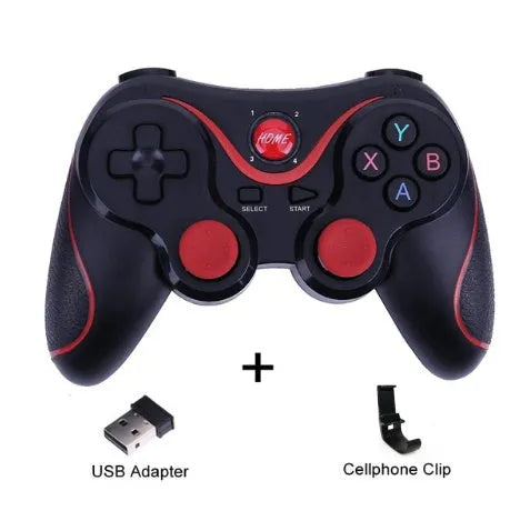 X3 Bluetooth wireless game controller for Android phones with mobile phone clip accessory