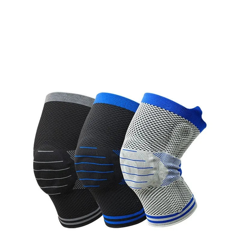Cotton knee pad with visible silicone spring bar shock absorber in Black and Gray colour scheme.