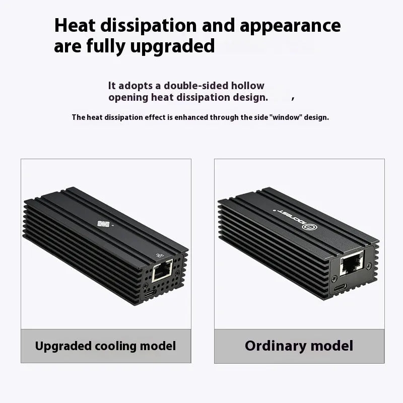 Black USB4 to 10 Gigabit Ethernet network adapter with RJ45 port and 20cm cable
