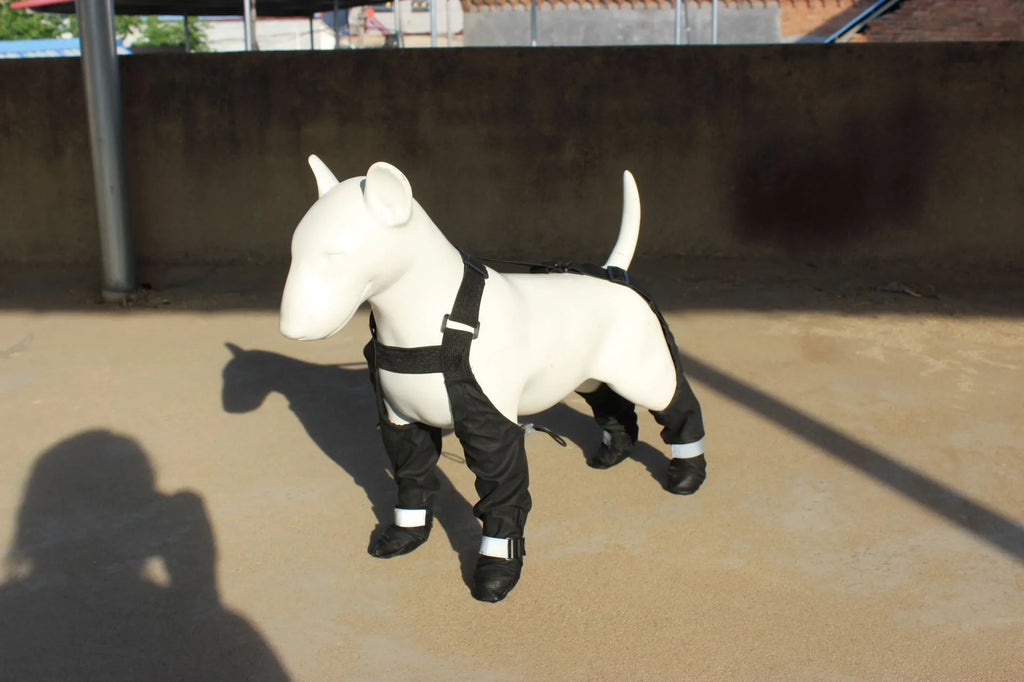 Waterproof non-slip dog shoes in black polyester material