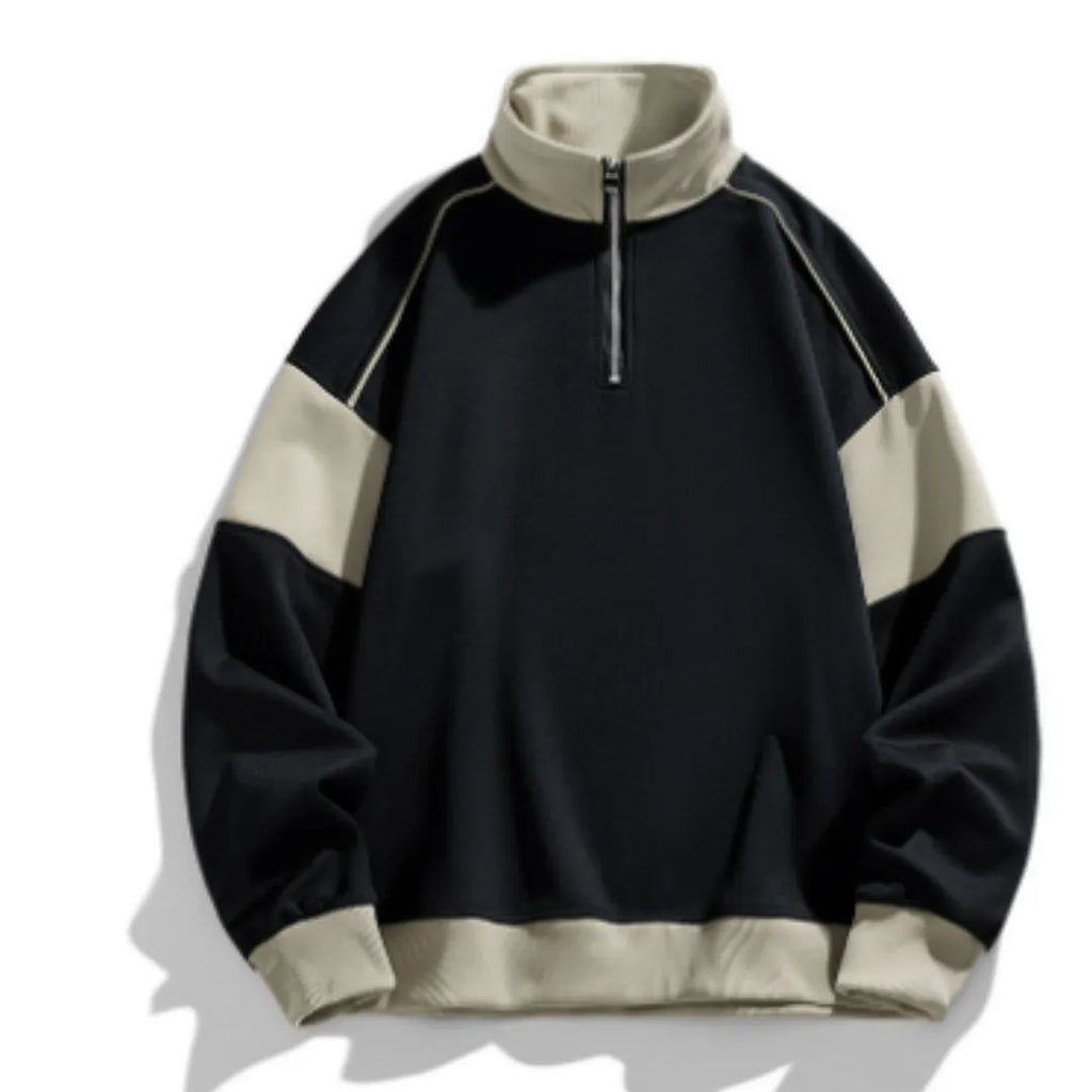 Men's corduroy hooded sweater with drop shoulder design and loose lapels in beige colour