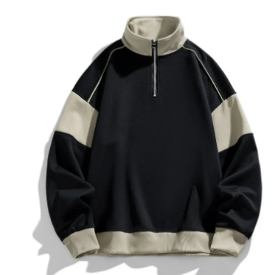 Men's corduroy hooded sweater with drop shoulder design and loose lapels in beige colour