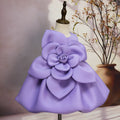 Purple solid colour big flower little girl dress in acetate fabric, available for heights 90cm to 130cm