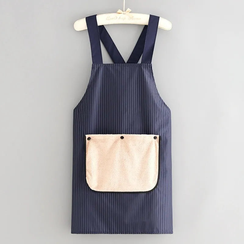 Polyester waterproof kitchen apron in various colours for household cooking protection