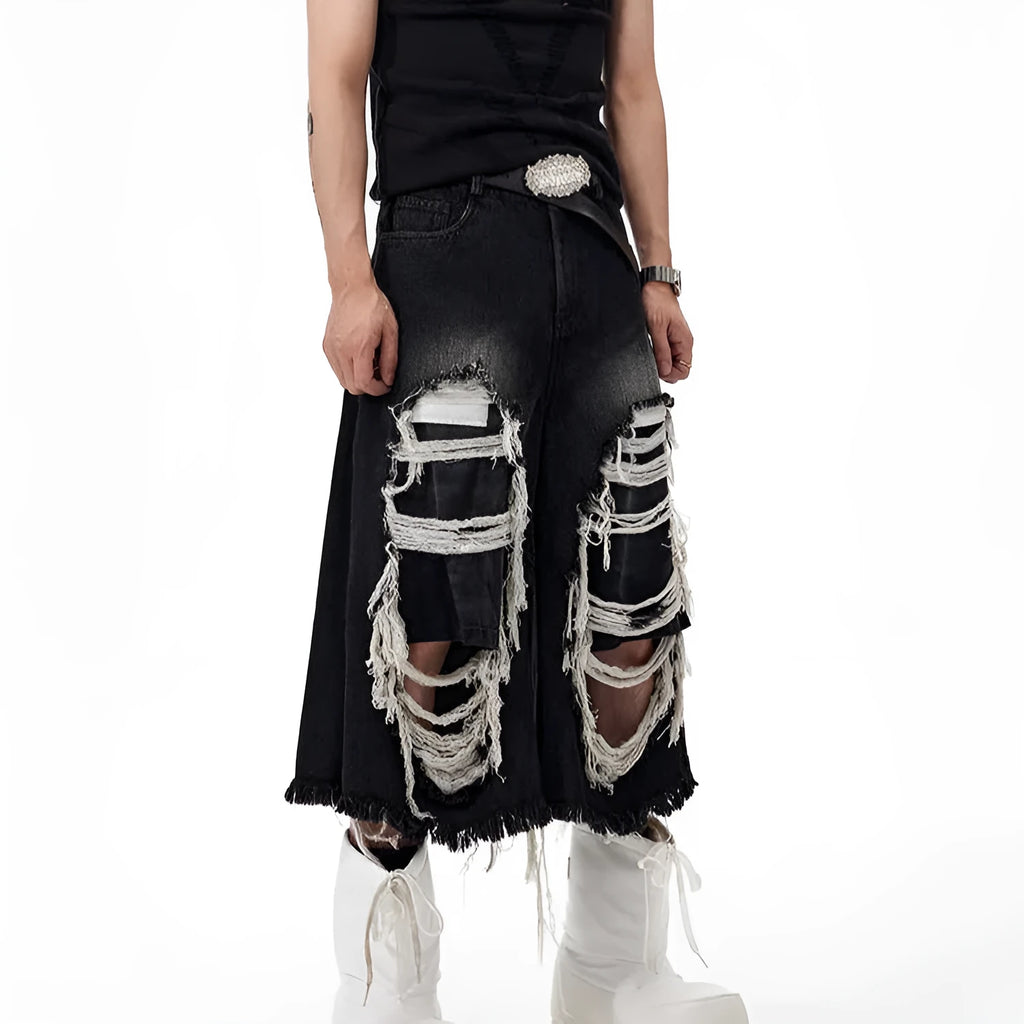 Black women's cropped wide-leg denim jeans with a mid-high waist on a hanger.