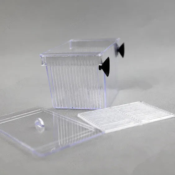 Transparent PS plastic aquarium incubation box 12.5x7x7cm for fish breeding isolation horizontal hatchery