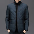 Men's winter padded coat in polyester with cotton filler and side seam pockets