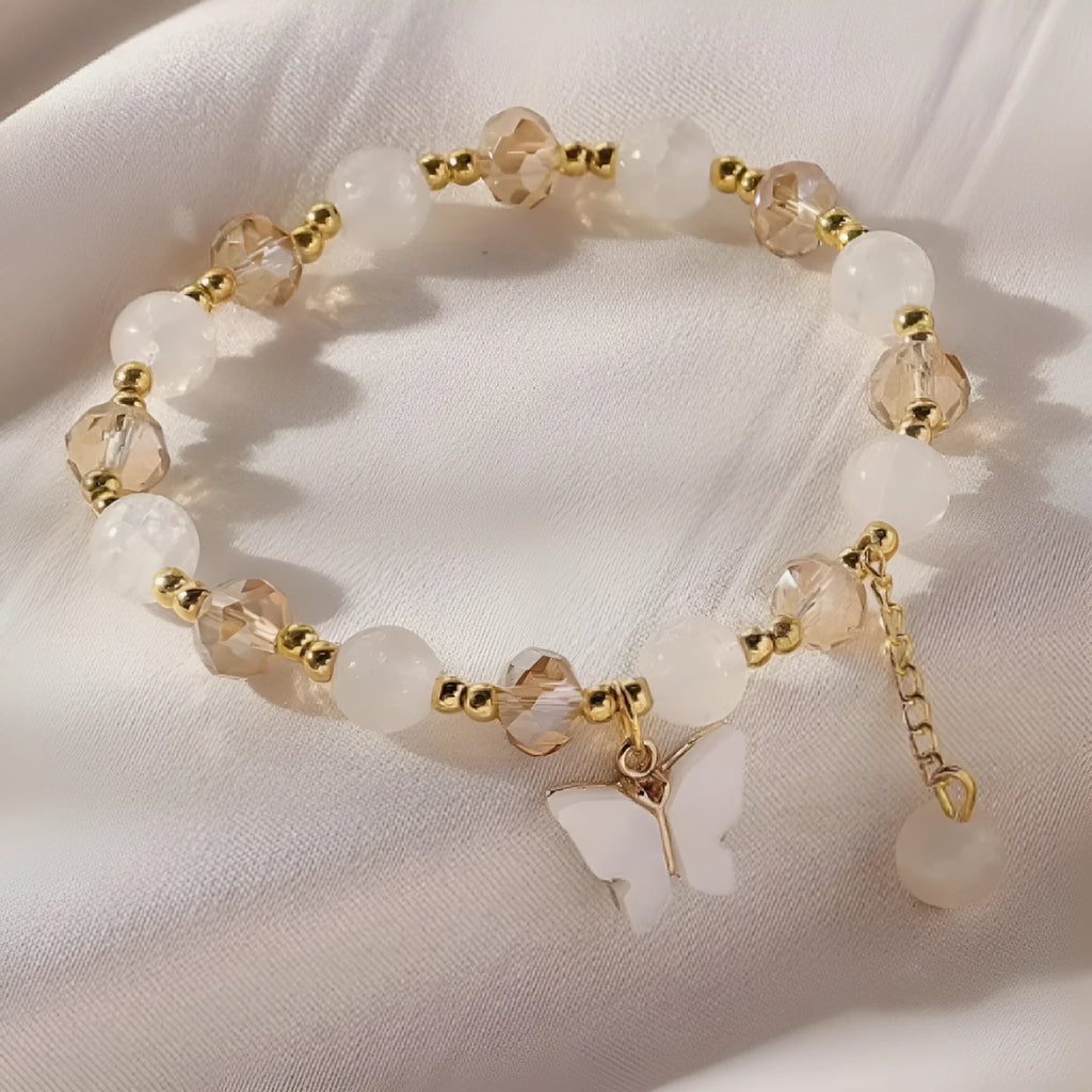 New jade butterfly bracelet for women in glass crystal with electroplated finish