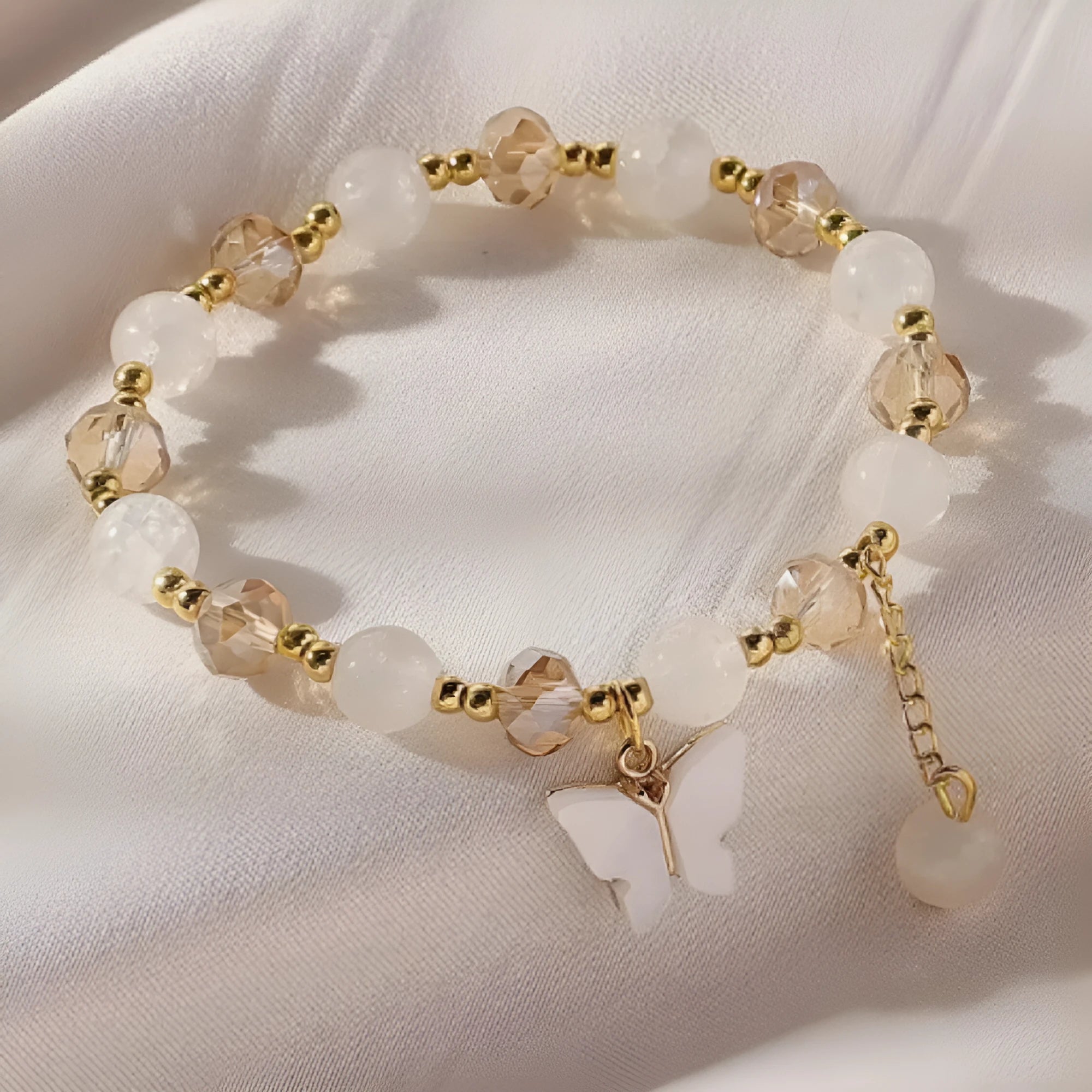 New jade butterfly bracelet for women in glass crystal with electroplated finish