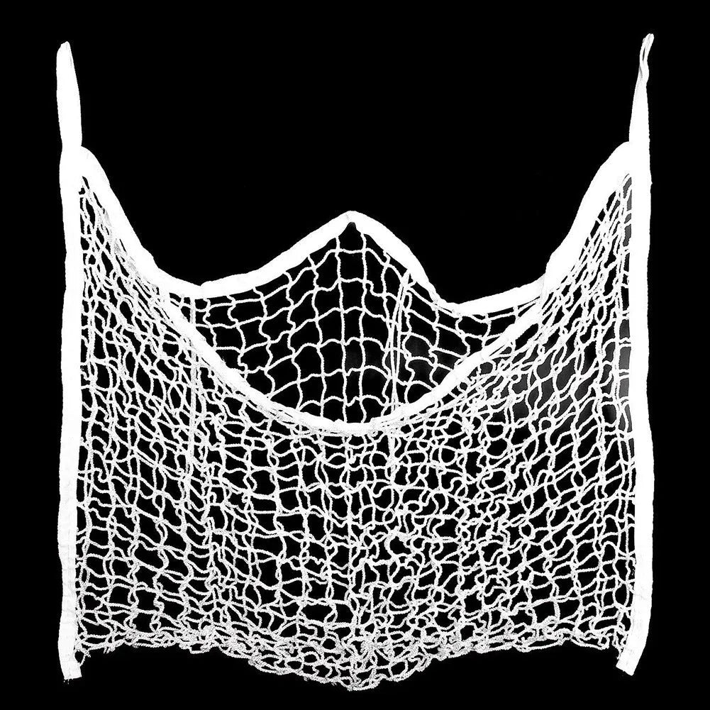 Black woven PE rope hanging feeding bag for horses with grid design