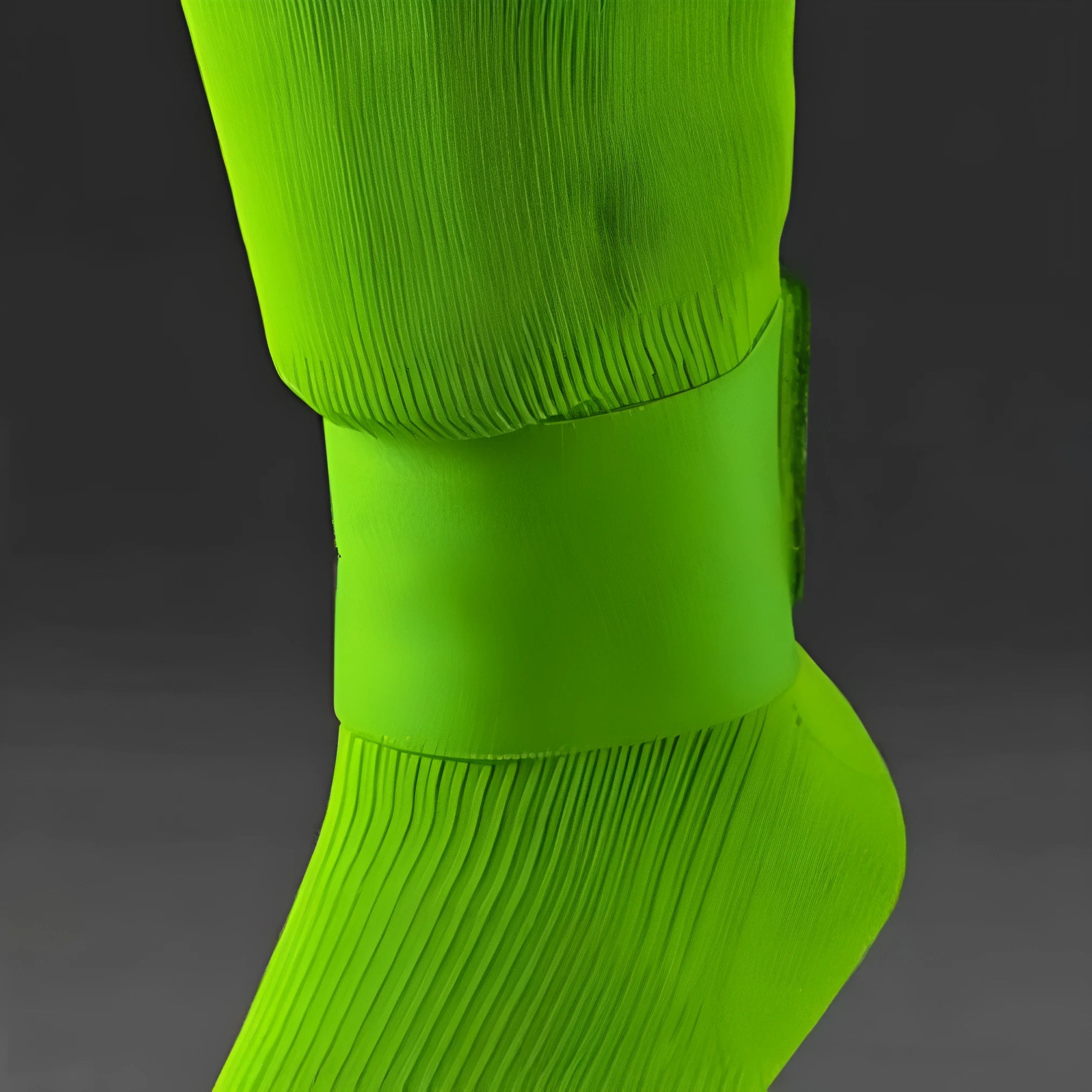 Red rubber football shin guard tape belt showing 25cm length and elastic construction