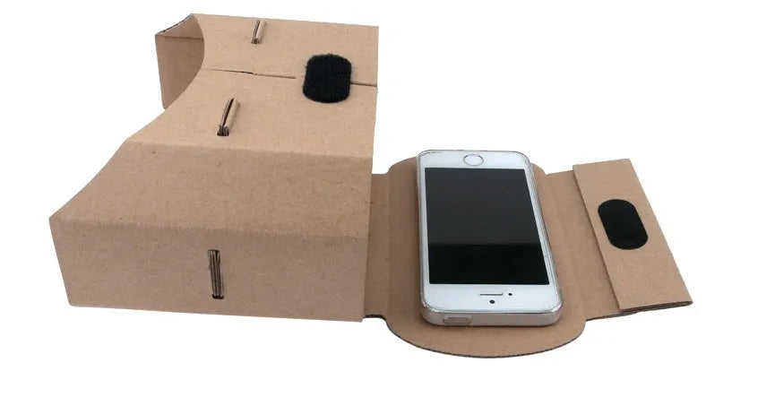 Carton virtual reality 3D glasses for mobile phones with photo colour design.