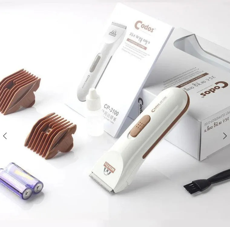 White electric pet hair clipper with ceramic blade for dog and cat grooming