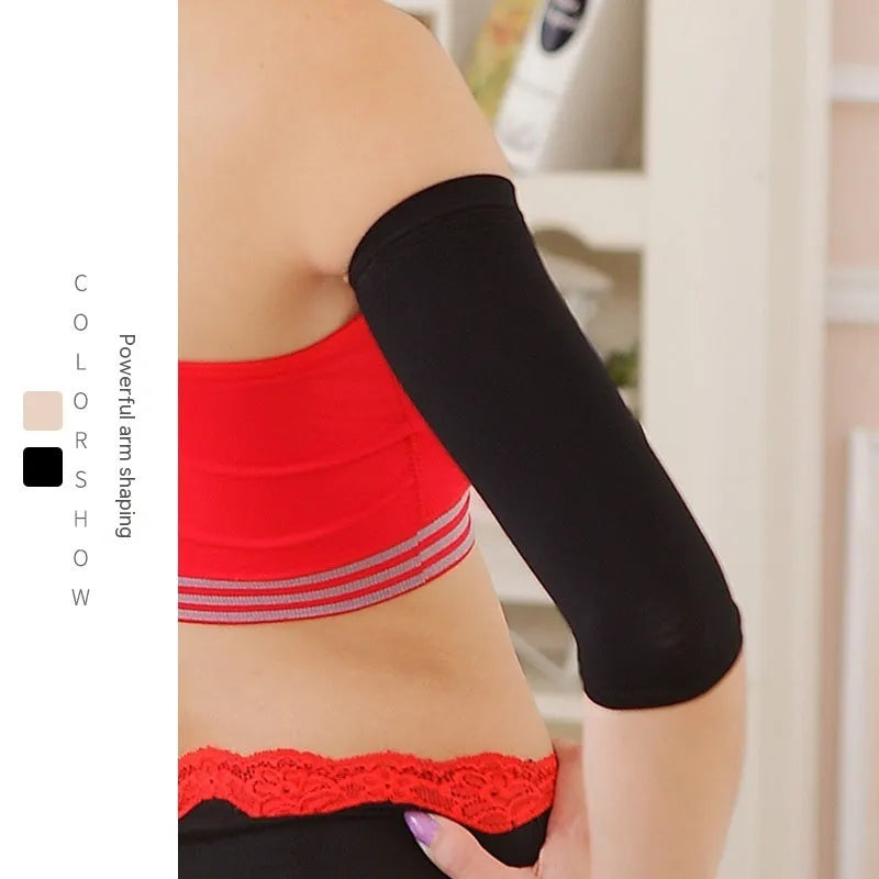 Women's shaping arm sleeves in free size nylon fabric, black and skin colour options