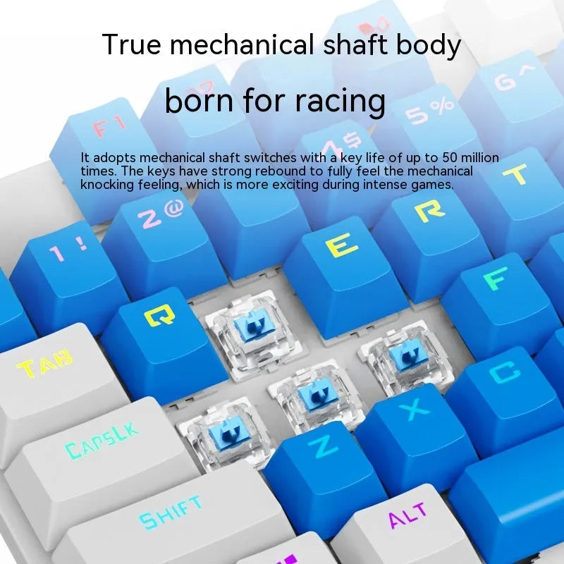 K87 mechanical wired keyboard with metal construction in selected colour with green axis or red axis switches