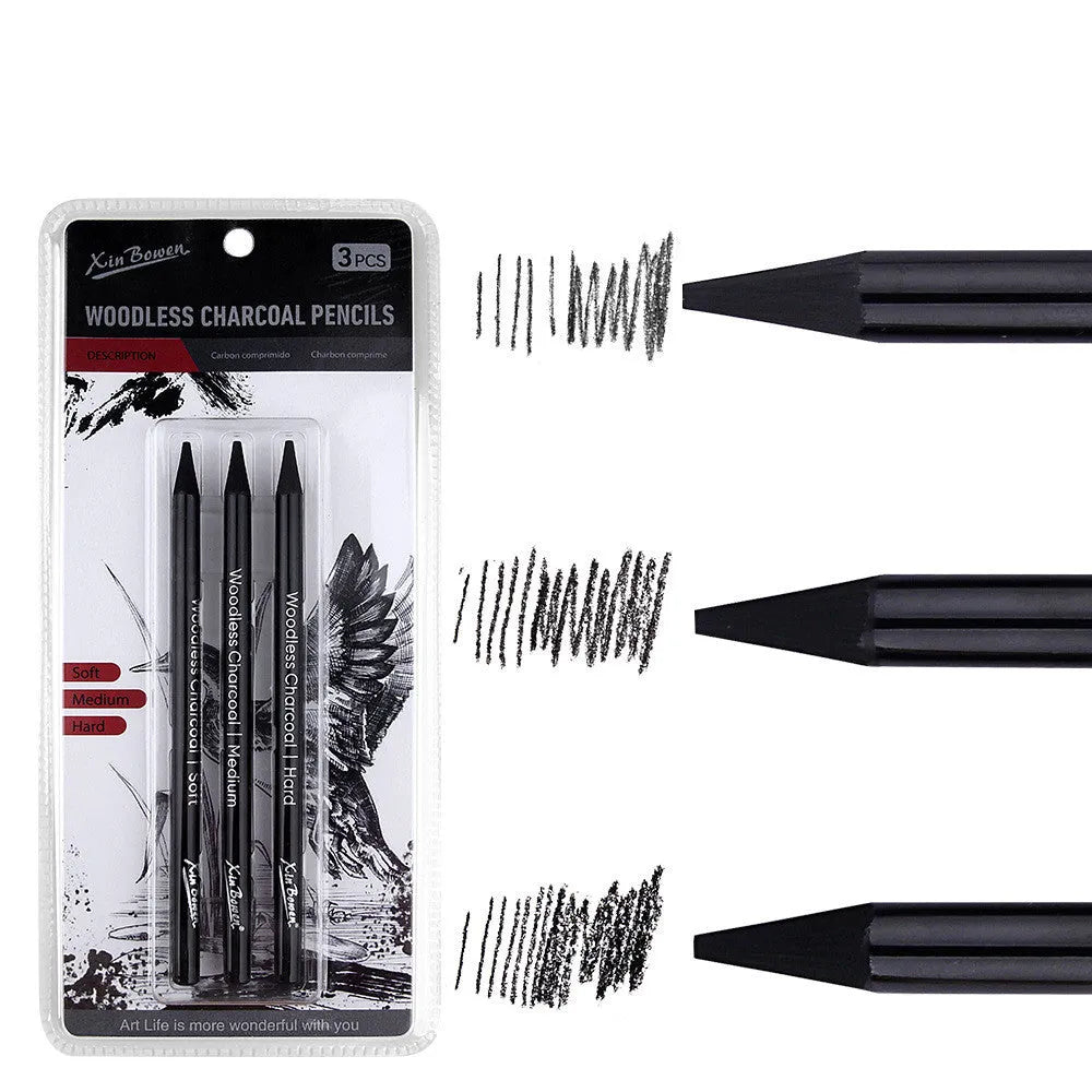 Graphite sketching pencil set with six art grades from HB to EE in wood-free construction