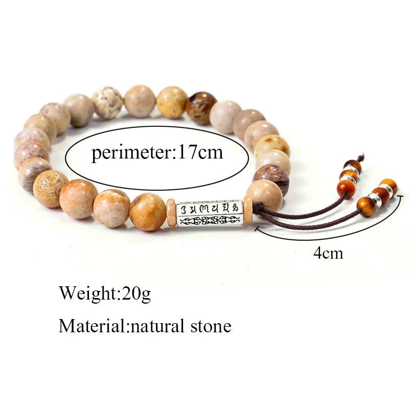 Wood colour stone handmade bead bracelet with European American retro simple design