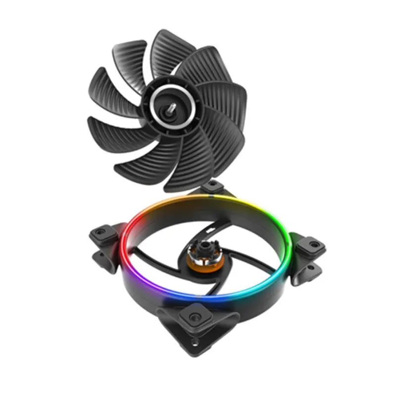 Three black 12 cm FRGB computer case fans with hydraulic bearings for PC cooling