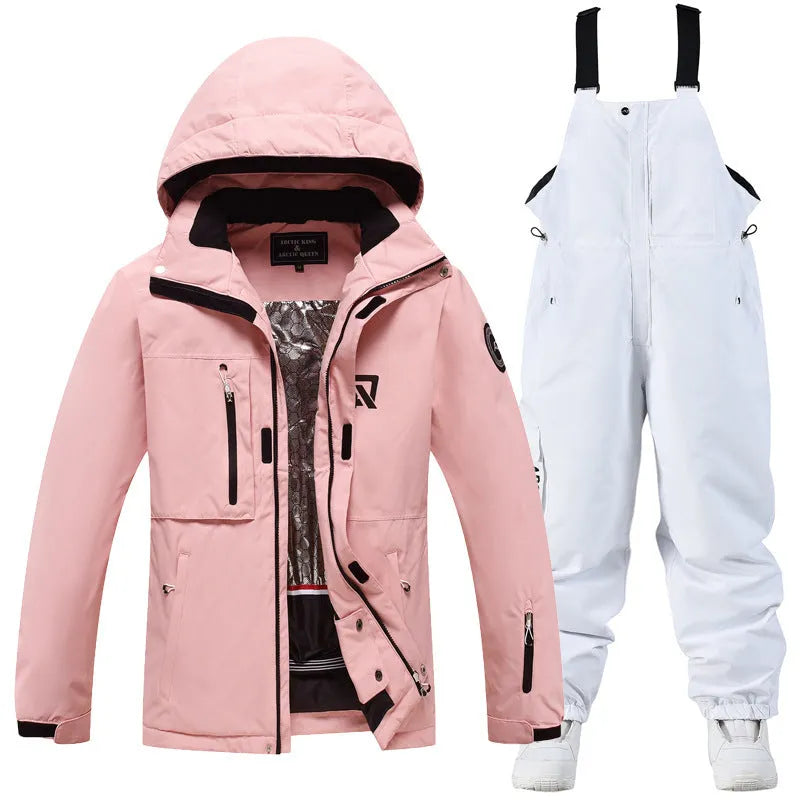 Men's and women's winter ski suit in blue and black colour combination for snow sports