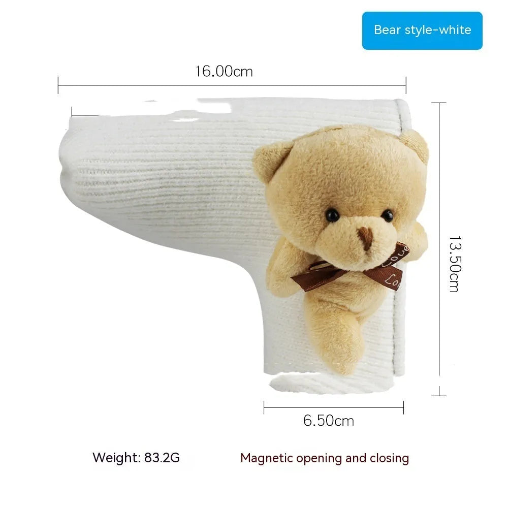 Golf putter sleeve cover in a novelty design, showing fleece lining and waterproof PU fabric.